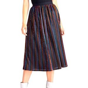 Rachel Roy Pleated Metallic Midi Skirt